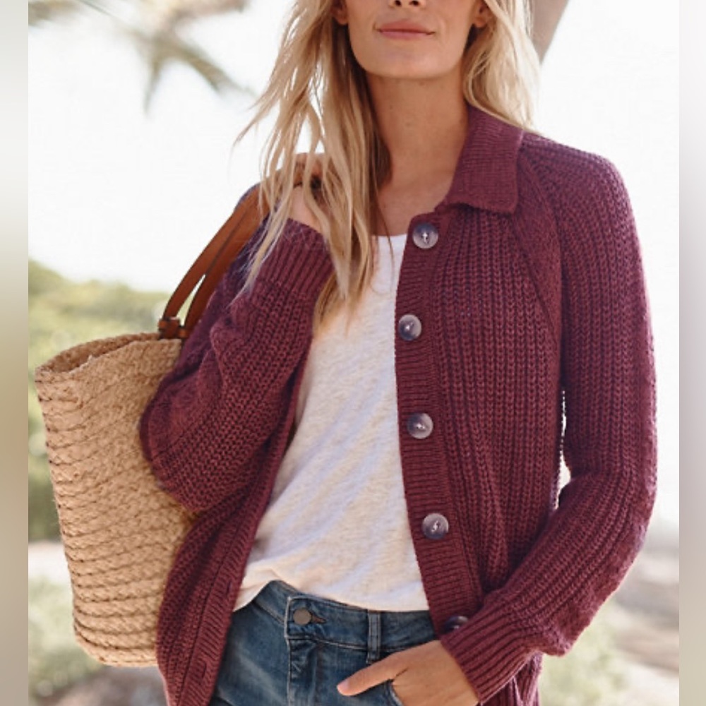 Garnet Hill Maren Linen and Organic Cotton Sweater, S